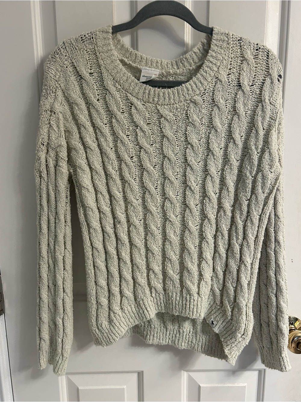 Girls abercrombie kids Cream Cable-Knit Crew Sweater